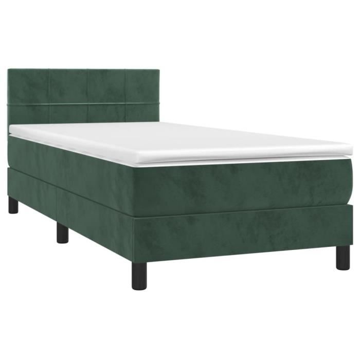 3141272 vidaXL Lit à sommier tapissier et matelas Vert foncé 80x200 cm Velours