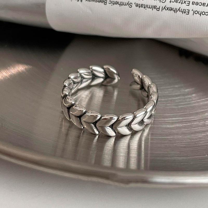 Vintage Wheat Ear Heart Ring: Fashionable, Simple, and Versatile for Women Adjustable Opening