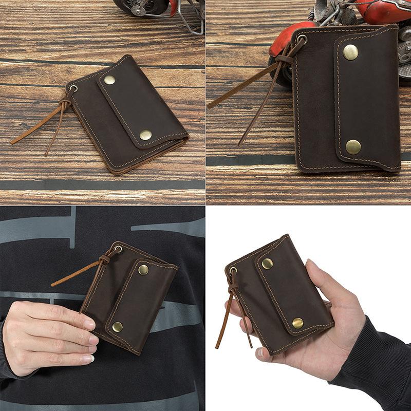 Vintage Small Wallet Mini Small Bag Short Genuine Leather Wallet Men's Coin Purse