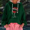 Women's Christmas Print Loose Casual Long Sleeve Hooded Sweatshirt