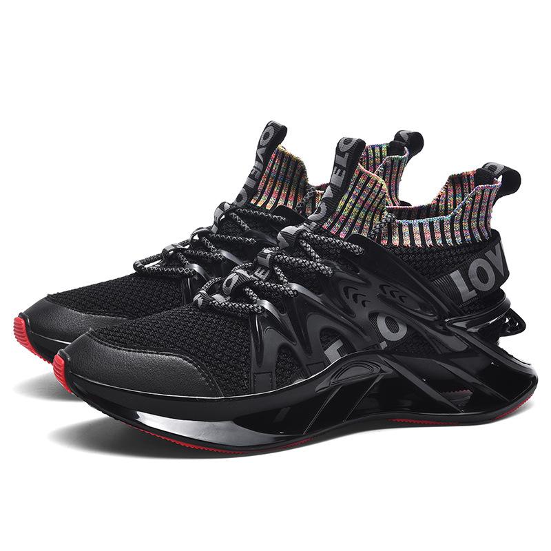 

Плюс размер Trend Blade Outsole Mesh кроссовки студенческая мода бег мужская обувь 46 чёрный