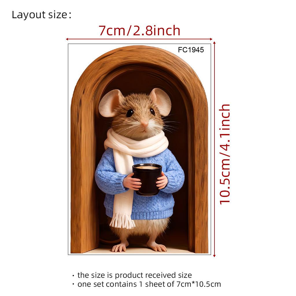 

Self Adhesive Cute Mouse Wall Sticker for Living Room Bedroom Home Decor 11x7cm разноцветный