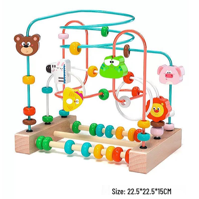 Multifunctional Bead Maze and Block Toy for Infants and Toddlers Ages 0-3 Years