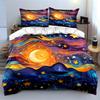 Starry Night Sky Art Print Bedding Duvet Cover Set Duvet Cover Pillowcases  (1*Duvet Cover 2*Pillowcases, Without Duvet Insert)