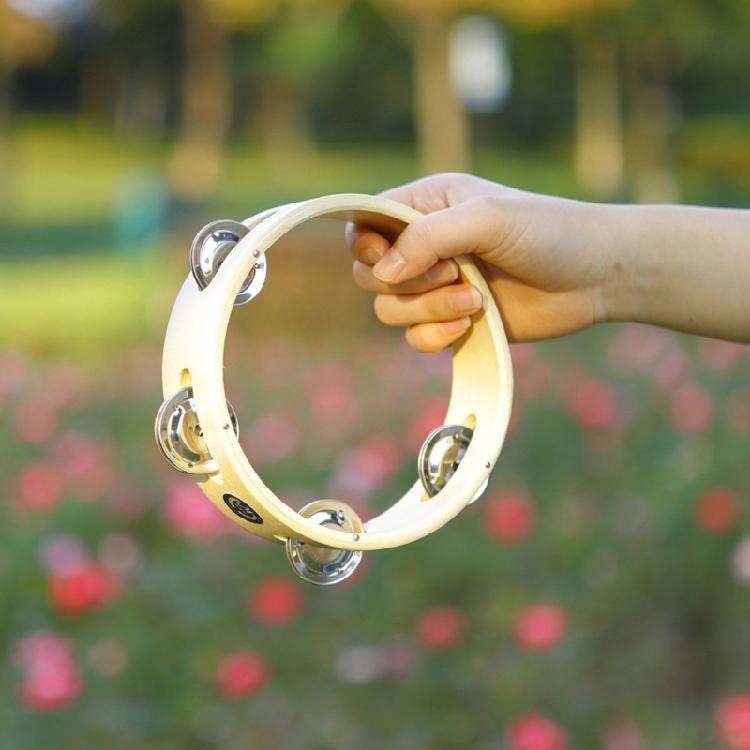 6inch Single Row Tambourine Percussion Musical Instruments Educational Toy Wood Round Handbell Handheld Tambourine