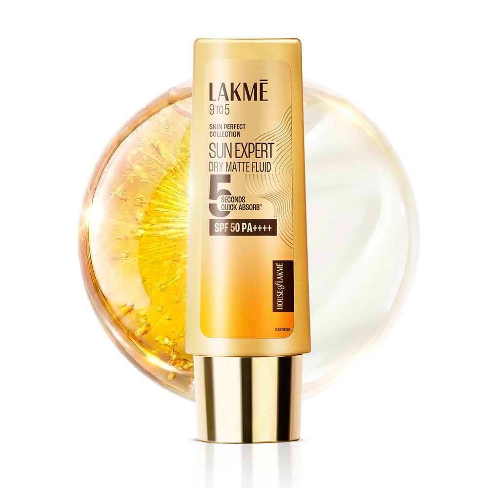 LAKMÉ Sun Expert, Dry Matte Fluid Sunscreen, 50ml, for Oily and Combination Skin, with 1% Niacinamide & Ceramide, SPF 50 PA++++, Quick Absorbing,
