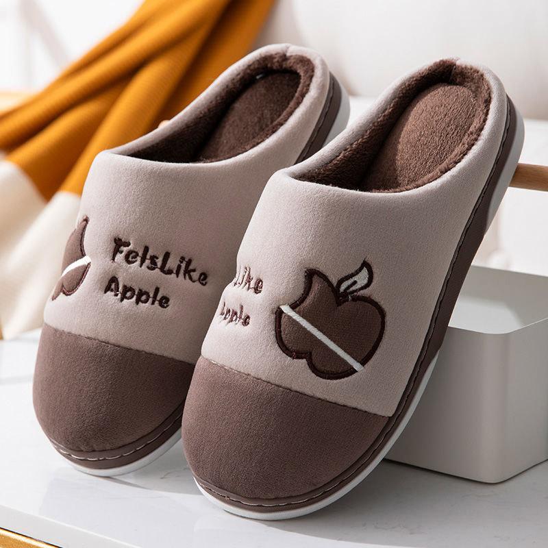 Cotton Slippers Men's Winter Home Indoor Warm Non-slip Thick Bottom Suede Cotton Shoes