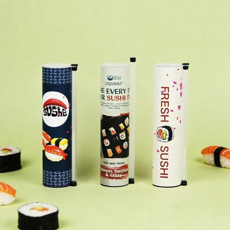 1Pcs Food Grade Sushi Mold Cone Push Up Paper Bucket Package Paper Box Round Sushi Push Box Wich Sauce Straw Bento Accessories