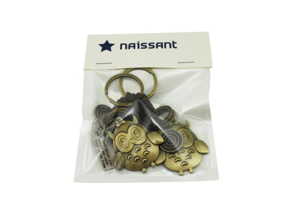 Naissant Eulen-Lederkordel-Design, antikes Paar Schlüsselanhänger (2er Set)