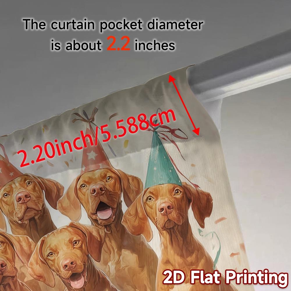 2pcs   2D FLAT PRINTING Curtains (Without Rod) Birthday Pups Modern Curtains Roller Blinds Durable 100% Polyester Fabric Curtains