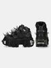 Fashion NEW Rivets Sneaker Lace-Up Gothic Punk Thick Bottom Hot Girls Leather Solid Color Fashion Elegant Concise Shoes Newest