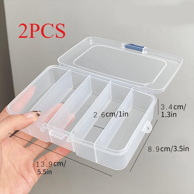 1/2PCS Compact 5-Compartment Storage Case - Clear, Dustproof Jewelry and Small Item Organizer for Travel and Daily Use
