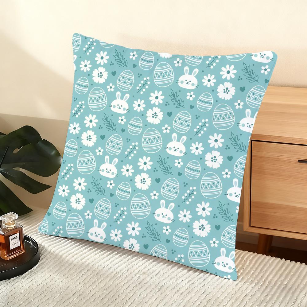 Easter Pattern Cushion Cover Soft Short Plush Pillow Cover Smooth Cozy Texture Aesthetic Cushion Case Home Decor