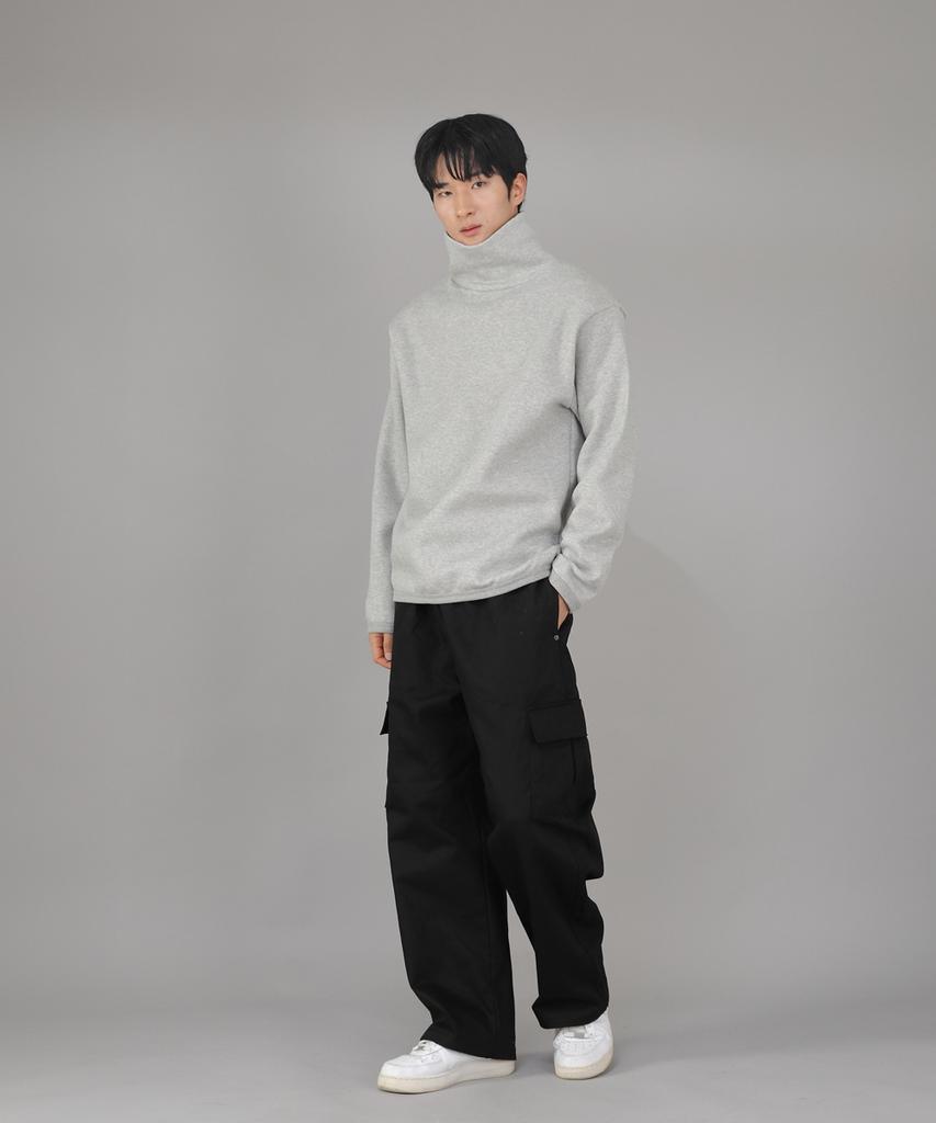 Seinteukeulu Warm-Up Loose Fit Brushed Turtleneck Plain Sweatshirt Wlp-839 Gray