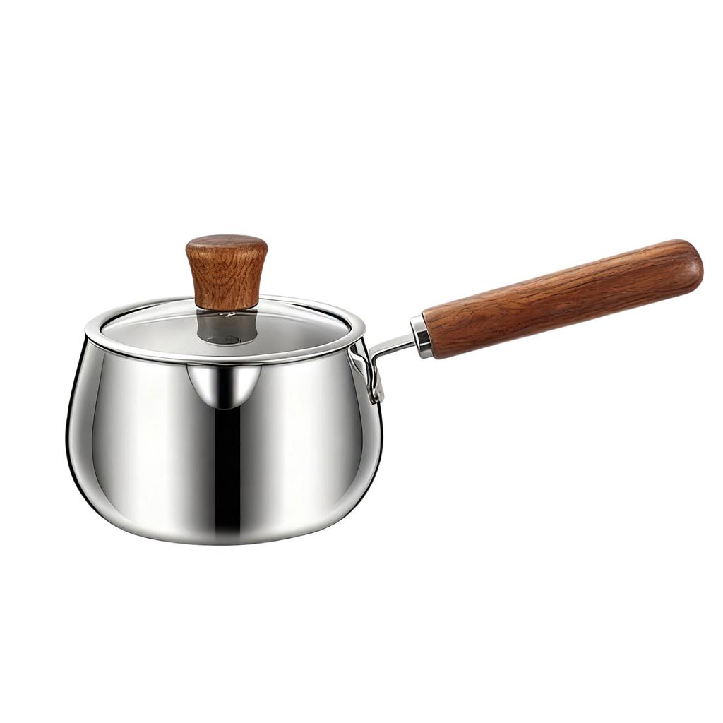Stainless Steel Cooking Pot Transparent Lid Cookware Small Saucepan for Heating Milk and Making Soups Kitchen Tool