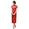 Lady Petticoats Plus Size Women Short Sleeve Dragon Phoenix Print Chinese Cheongsam Banquet Midi Dress