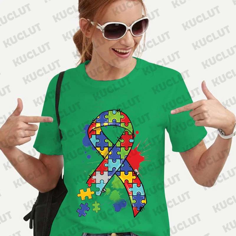 Autism Awareness Shirt Women Clothing Unisex Tshirts Autism Support Tshirt Short Sleeve Clothes Awareness Month Oversized Tees