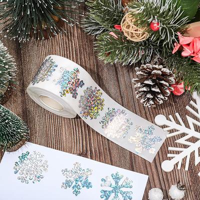 Party Christmas Gift Wrapping Label Children Scrapbook Stationery Stickers 500pcs Laser Christmas Snow Stickers