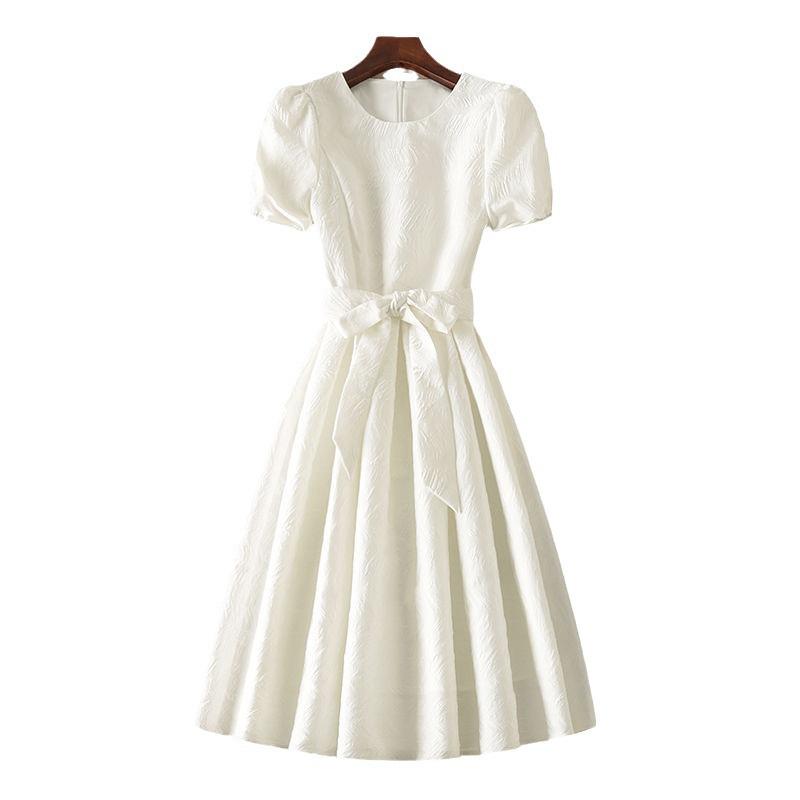 Treasure Wardrobe Petite Women's High-End French Summer White Dress