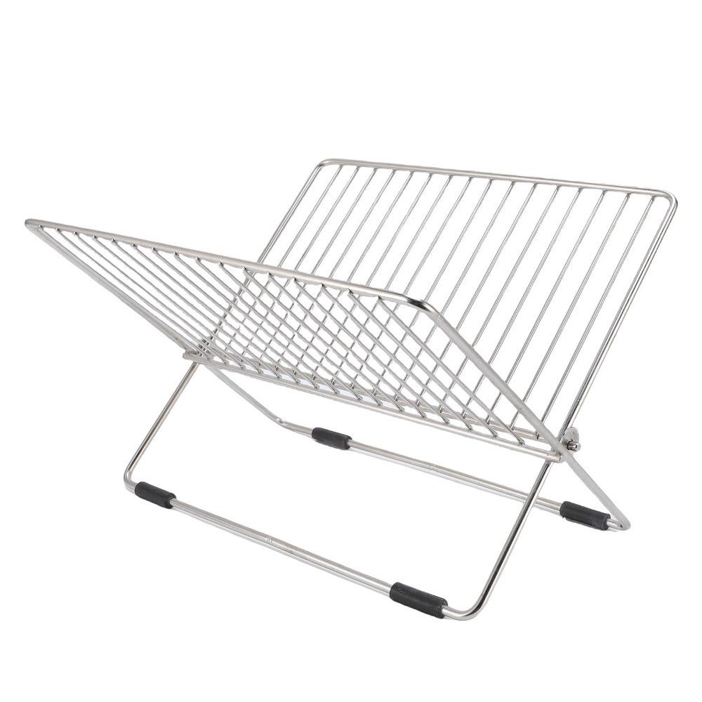 Silver Dish Rack Stainless Steel Collapsible Dish Drainer Durable Dish Drying Rack Home Storage
