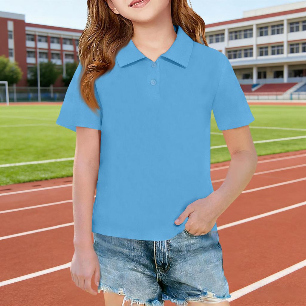 Short Sleeve Polo Shirt for Girls Classic Collar Design Breathable Lightweight Fabric Suitable for Daily Wear School Uniforms Outdoor Activities