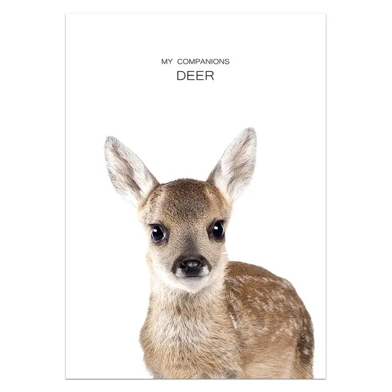 Postere și imprimeuri cu animale Iepure Girafă Porc Panda Leu Pictură pe pânză Artă de perete pentru pepinieră Imagine nordică Decorare cameră pentru copii