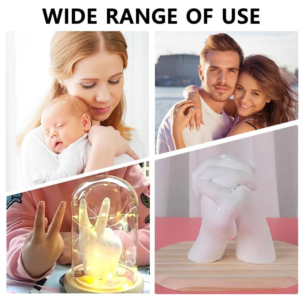 Handmade Plaster Hand Mold Casting Kits for Couples Romantic DIY Keepsake Sculpture Mould Craft Set with Gloves Memorial Gift