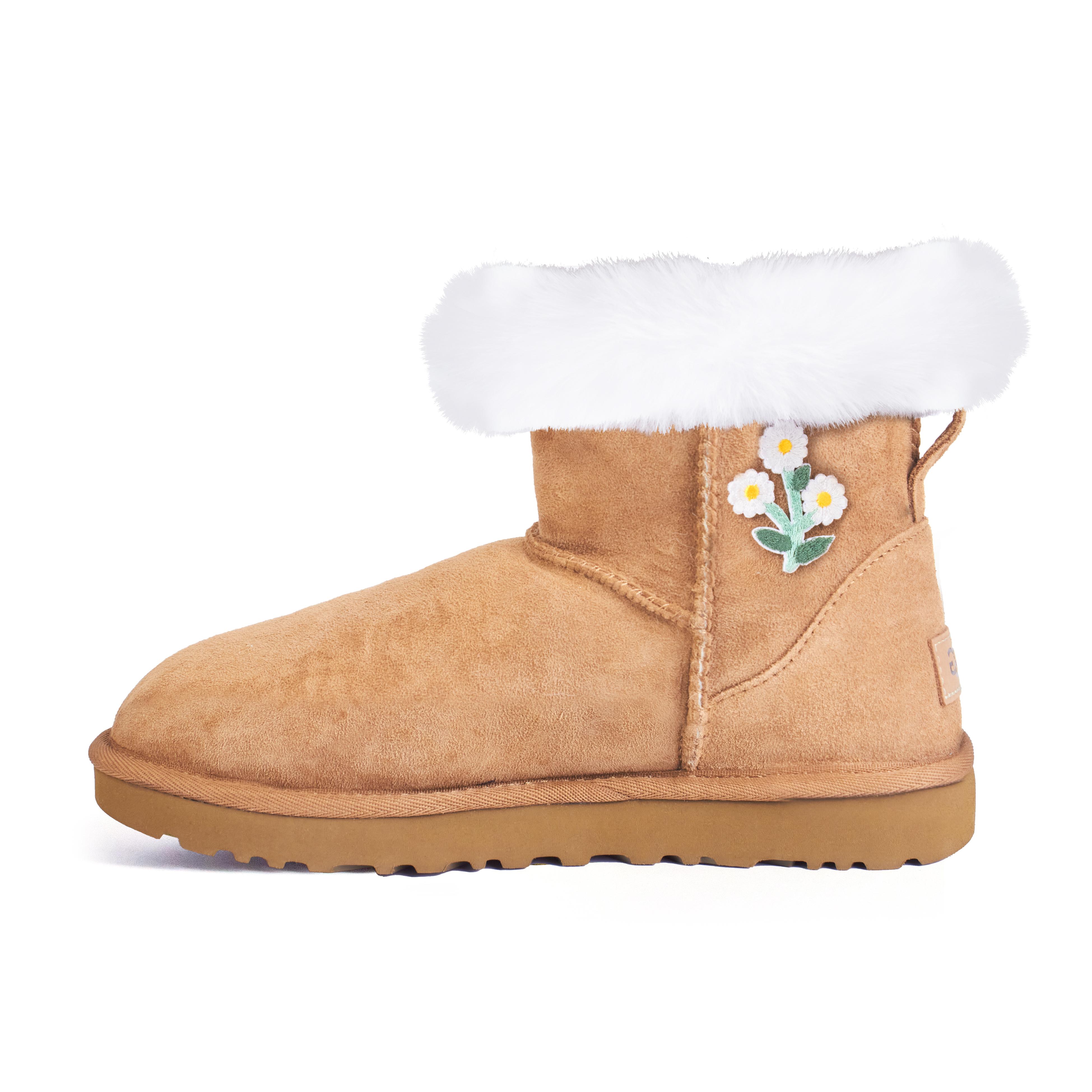 UGG Qingyue Dingduo Sheepskin Thermal Abrasion Resistant Short Snow Boots Women s Caramel 1016222-CHE(Team746-) 40
