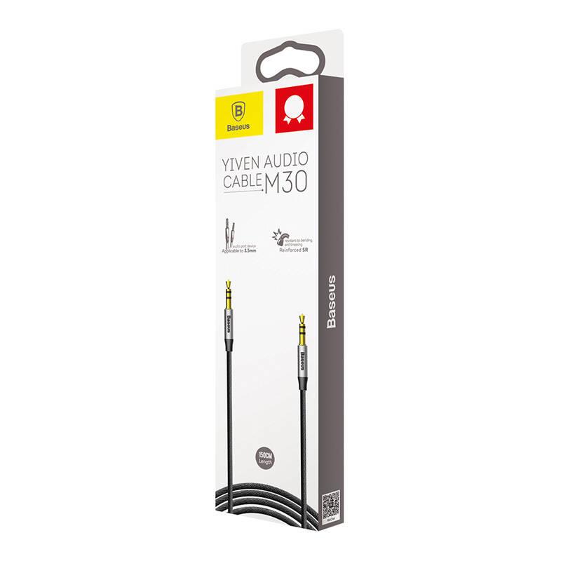 Kabel Audio Mini Jack 3,5Mm Aux Baseus Yiven 1,5M (Czarno-Srebrny)