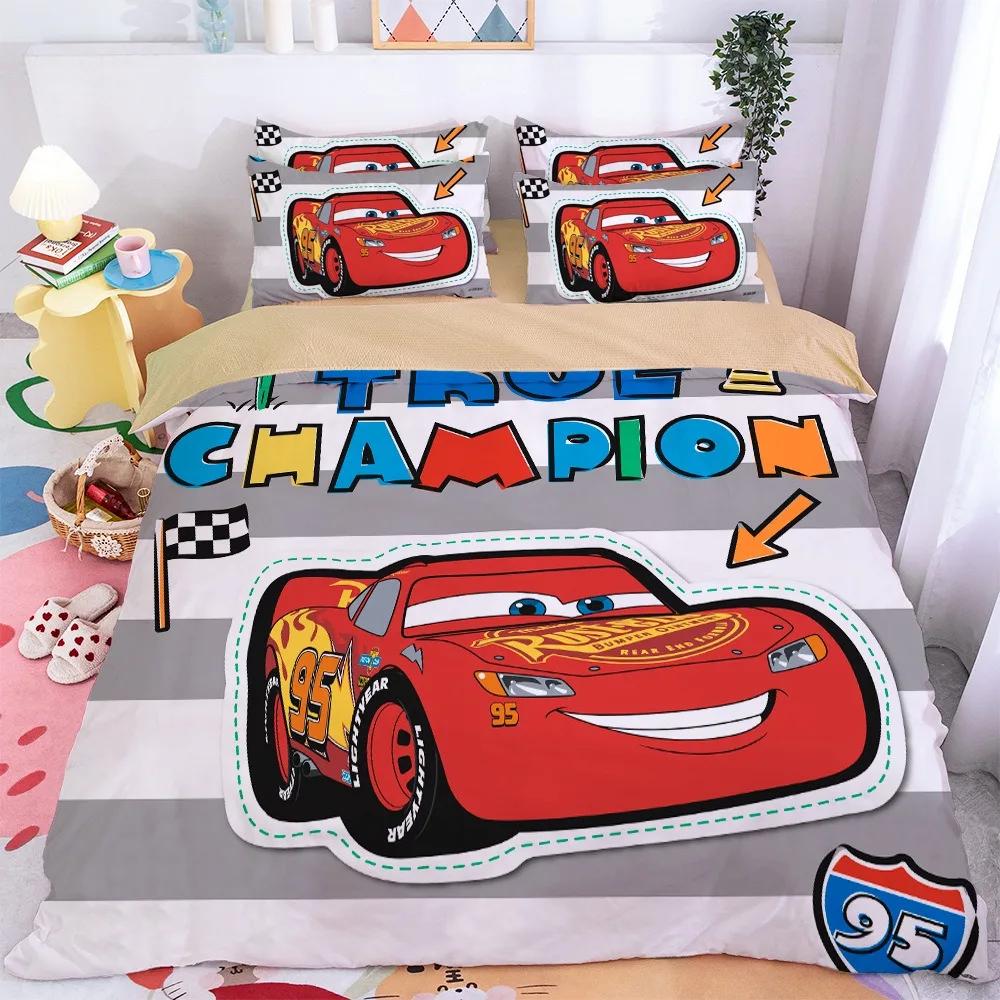 Teens Duvet Cover Mcqueen Car Cartoon Bedding Set Quilt Cover Cars Boy Gift With 2 Pillowcase Bedroom Decor