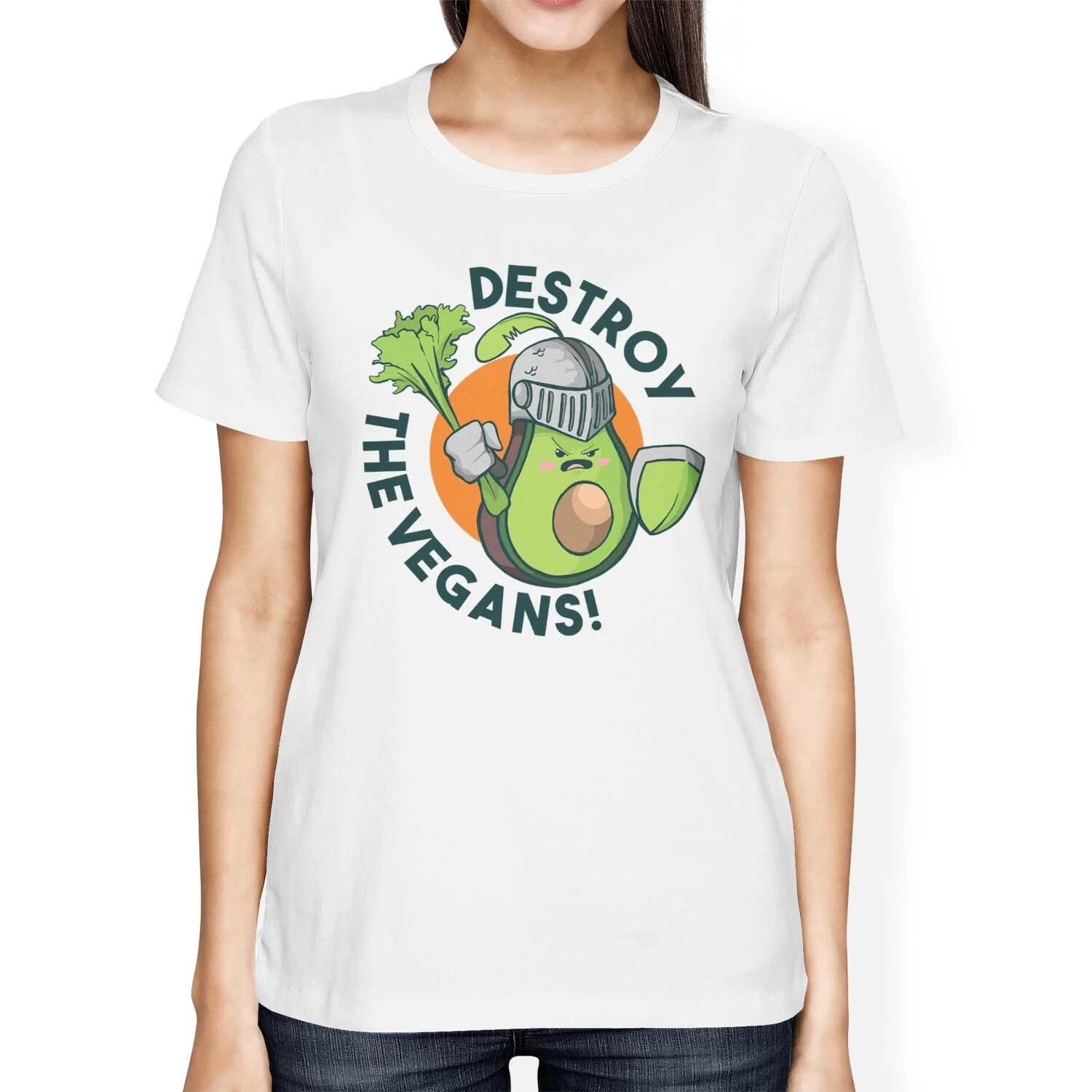 1Tee Womens Loose Fit Destroy Vegans - Funny Sarcastic Fruit Avocado T-Shirt XXXL