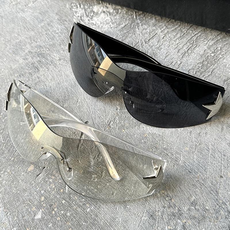 Y2k Motorcycle Rimless Sunglasses Goggle Windproof Sun Glasses Eyewear UV400 Five Star Eyeglasses Fashion Shades Oculos De Sol