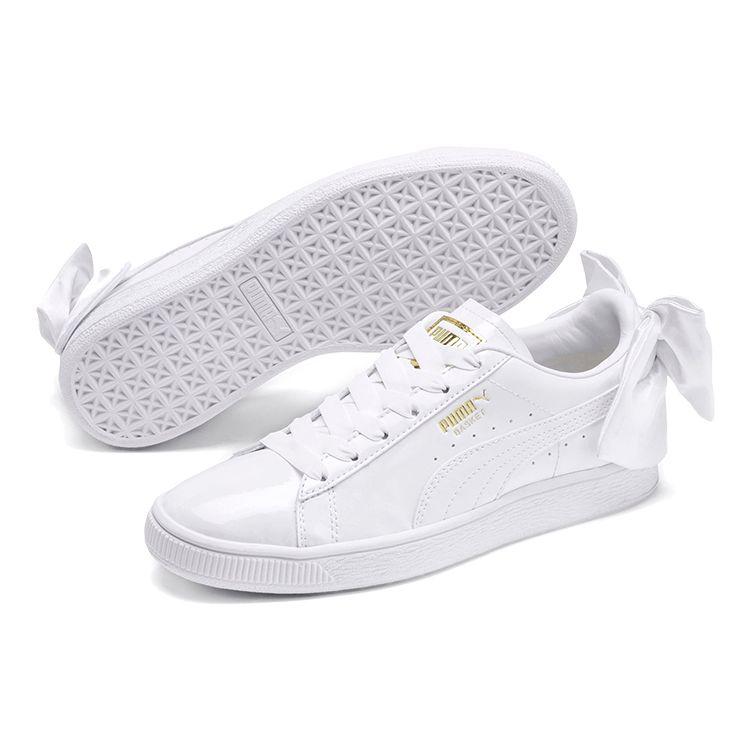 Puma Basket Bow Patent Casual Sneakers Damen Sneaker Weiß 368118-02