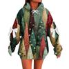 Ladies' Christmas Printed Bow Long Sleeved Loose Fitting Headband With Rope Hooded Sweatshirt Top