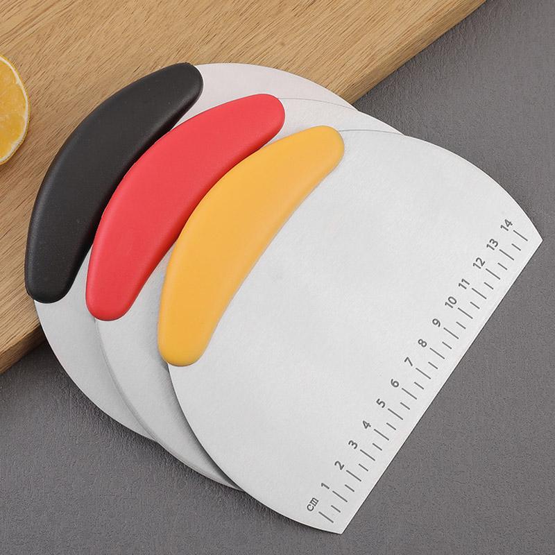 Stainless Steel Pastry Cutter Half Round Scraper Dough Bread Chopper Scale Pizza Cutter Comfortable Handle Kitchen Baking Tools