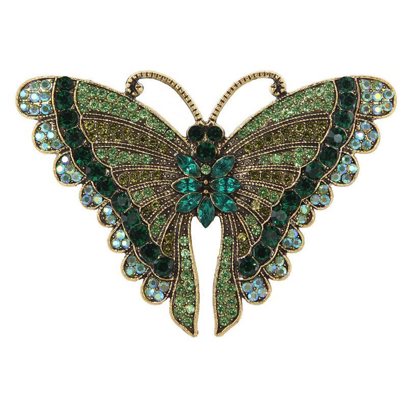 Retro Rhinestone Inlaid Butterfly Brooch Sparkling Cute Jewelry for Women Coat Valentine's Day Gift for Lover