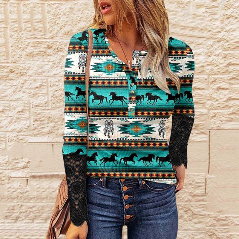 

New Long-Sleeve Printed round Neck Top Long Sleeves Print round Neck Women s Tops Blue S