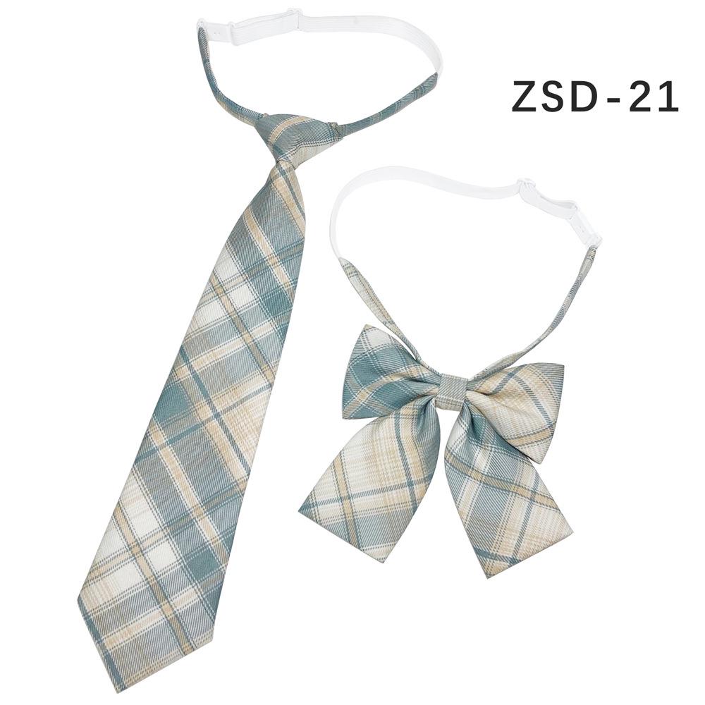 Unisex JK Collar Plaid Bowknot Flower Set - Polyester Cotton Student Uniform Accessory