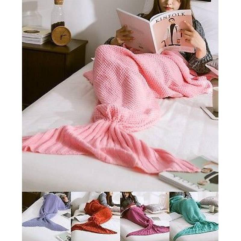 Cozy Mermaid Tail Blanket Soft Knitted Acrylic Blanket For Modern Minimalist Decor