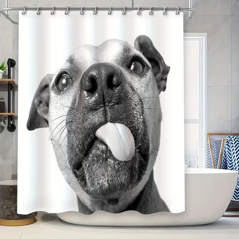 

Dog Shower Curtain Cute Pet Bathroom Decor Modern Farmhouse Waterproof Liner Washable Hanging Cloth For Home W60H190(CM)-1 Pcs