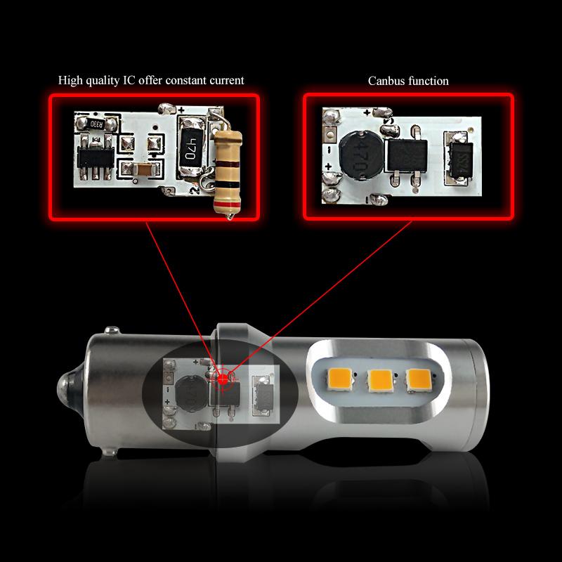 2PCS Car Tail Light LED BA15S Auto Brake Reverse Lamp DRL Rear Parking Bulbs