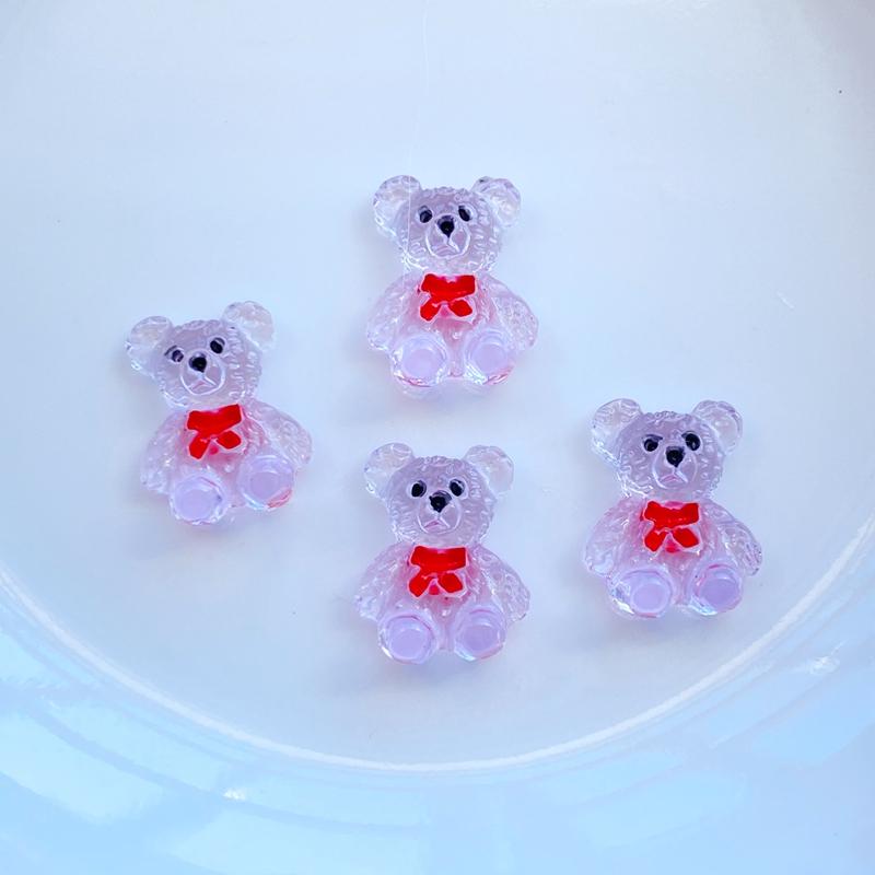 50 Stück Niedliche Mini Niedliche Cartoon Schleife Bär Nagelkunst Harz Designer Anhänger DIY Bastelbedarf für Nägel 3D Dekorationen Schmuck
