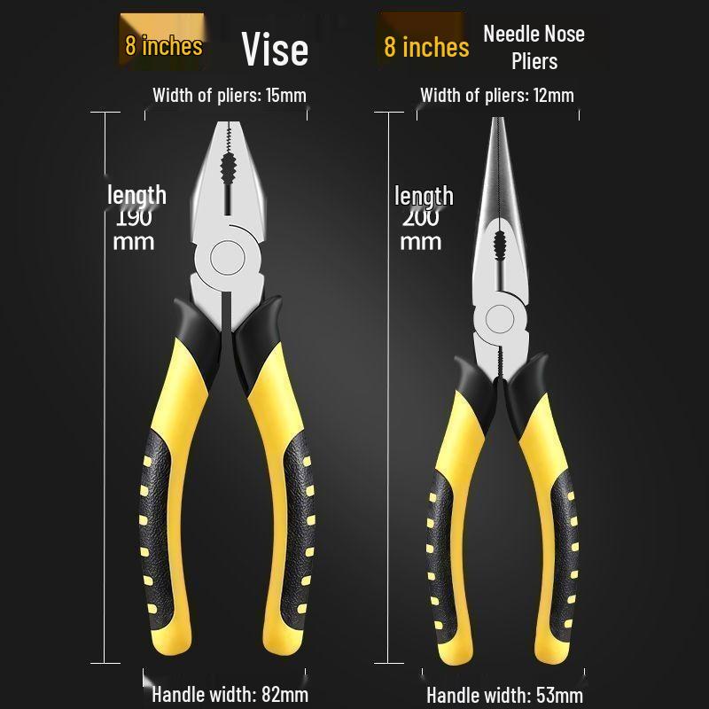 Multifunctional Tiger Pliers - Industrial-Grade Wire, Diagonal, and Needle-Nose Electrician’s Tools for Household Use