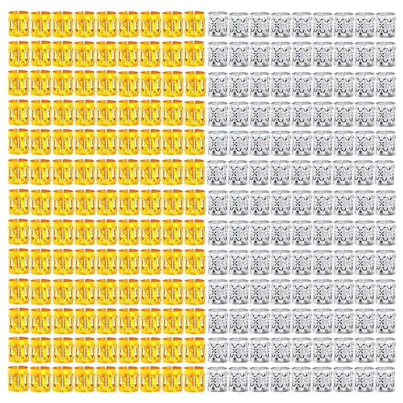 Leeven 400 Pieces Aluminum Hair Jewelry Dreadlocks Metal Cuffs For Hair Braids Hair Accessories For Braids Adjustable Metal Cuffs Hair Decoration 400 Piece Set