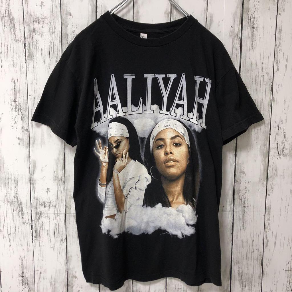 [USED] C2070 Aaliyah Graphic T-Shirt, Black, Vintage Overseas Clothing