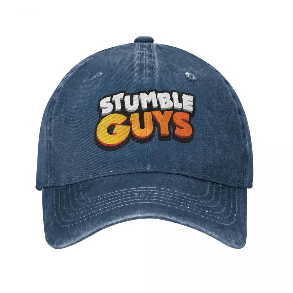 Stumble Guys Cartoon Baseball Caps Distressed  Washed Game Headwear for Men Women Outdoor Activities Adjustable Fit Cap Hat