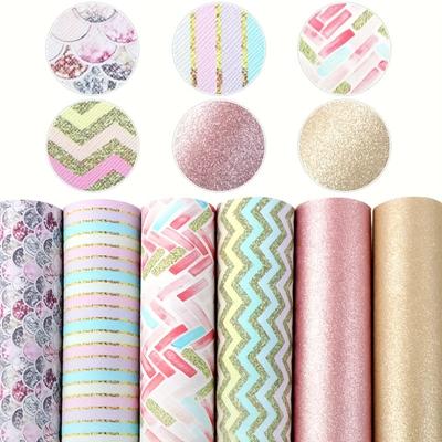 6pcs 20x33cm Colorful Geometric Fish Scale Faux Leather for DIY Crafts Earrings Hair Ornaments Bags Creative Projects