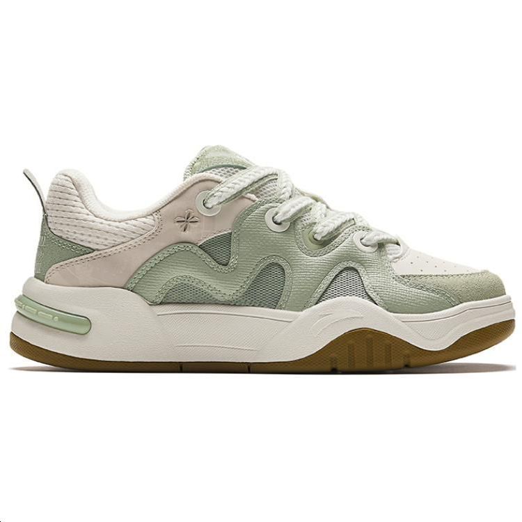 Anta Comfortable Non-Slip Wear-Resistant Lightweight Low-Top Skate Shoes Women sneaker White Green 122428061-4