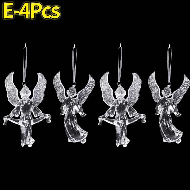 Clear Crystal Snowflake Icicle Pendants Acrylic Christmas Tree Ornaments Holiday New Year Home Party Hanging Decoration Supplies