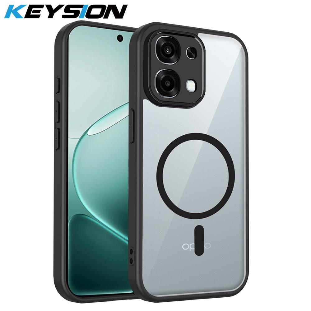 KEYSION Transparent Magnetic Phone Case for OPPO A6 Pro 5G Soft Silicone+PC HD Clear Shockproof Back Cover for OPPO A6 Pro